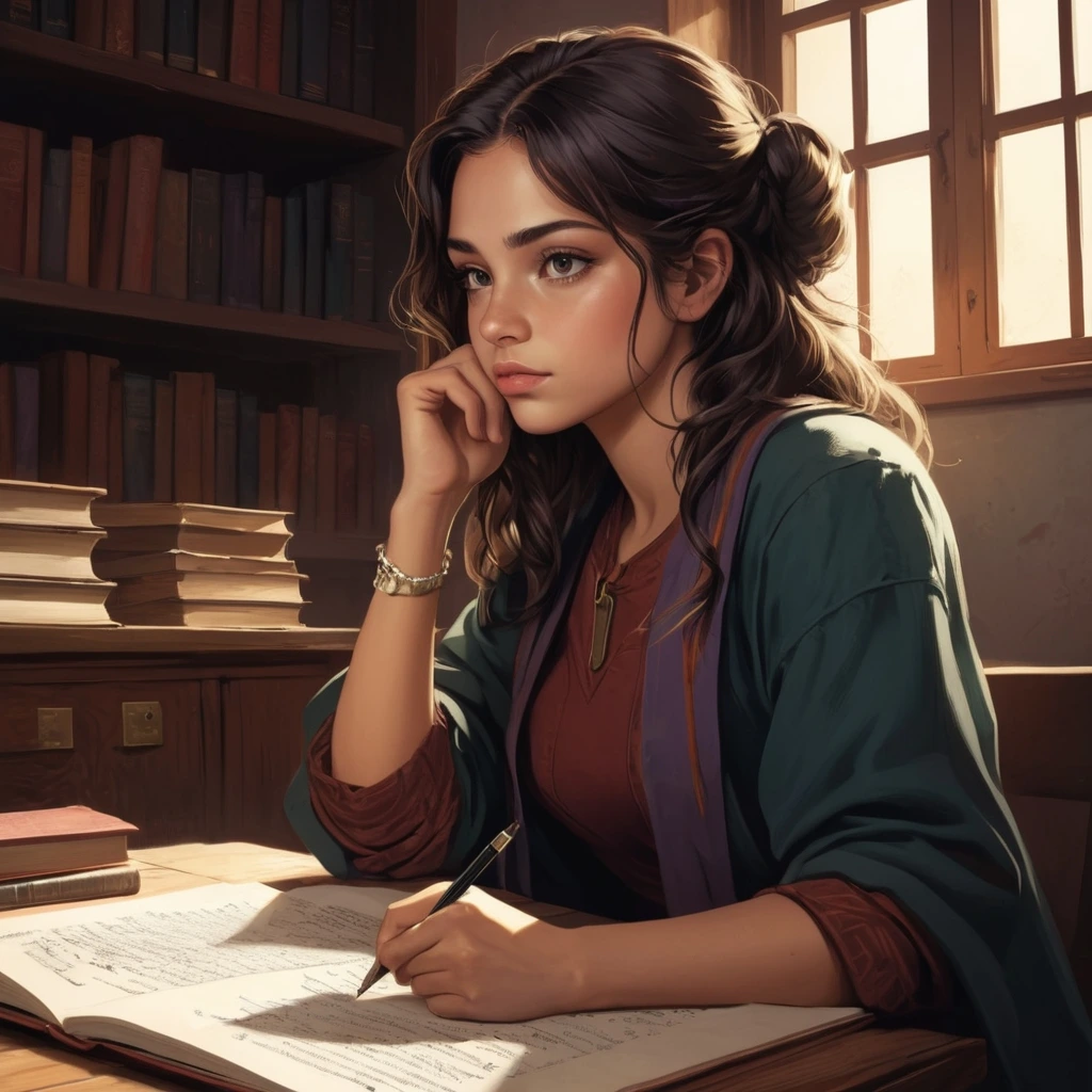Estudiante pensativa